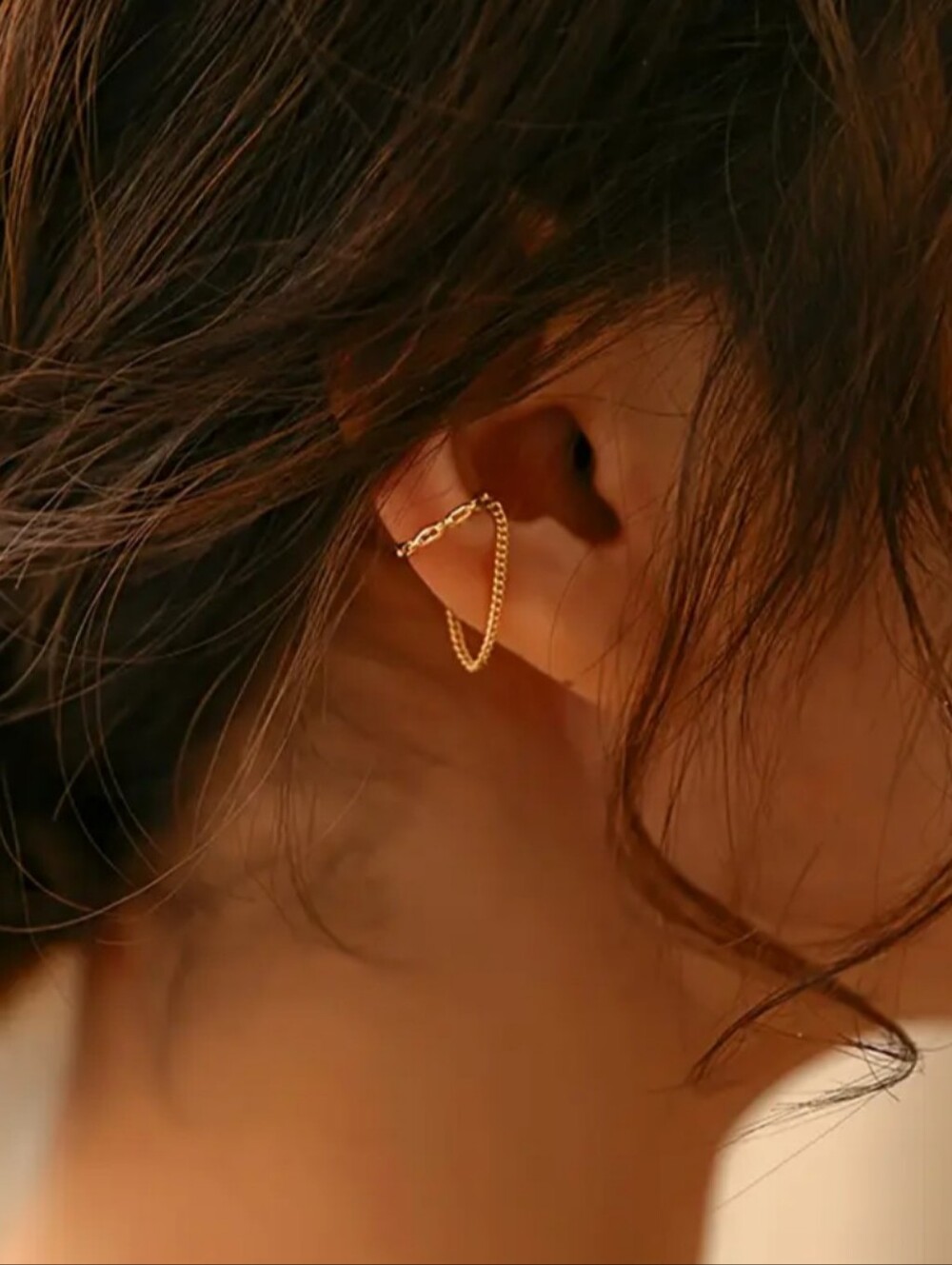 Gold Chain Ear Cuff Earring